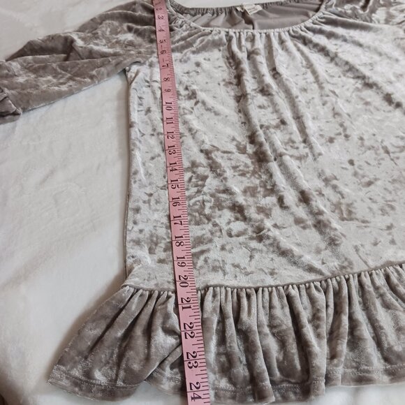 Beachllunchlounge, Crushed Velvet Peasant Top, X-S, Bell Sleeve, Ruffled, Boho - Picture 10 of 11